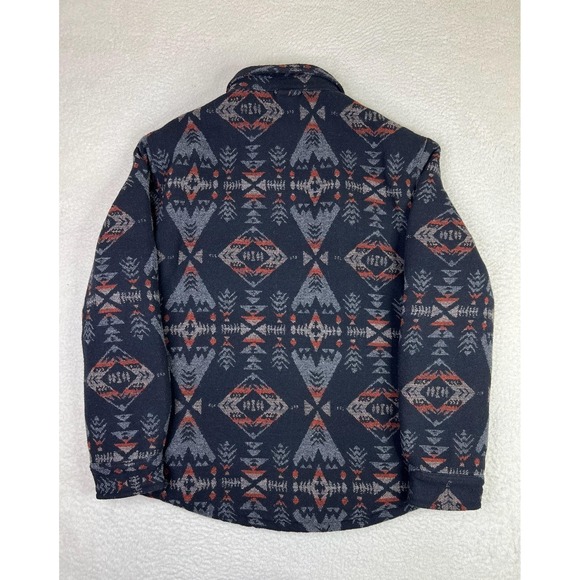 JACHS New York Jacket Mens Large Blue Aztec Shirt Jacket Sherpa Lined Flannel - Picture 2 of 9